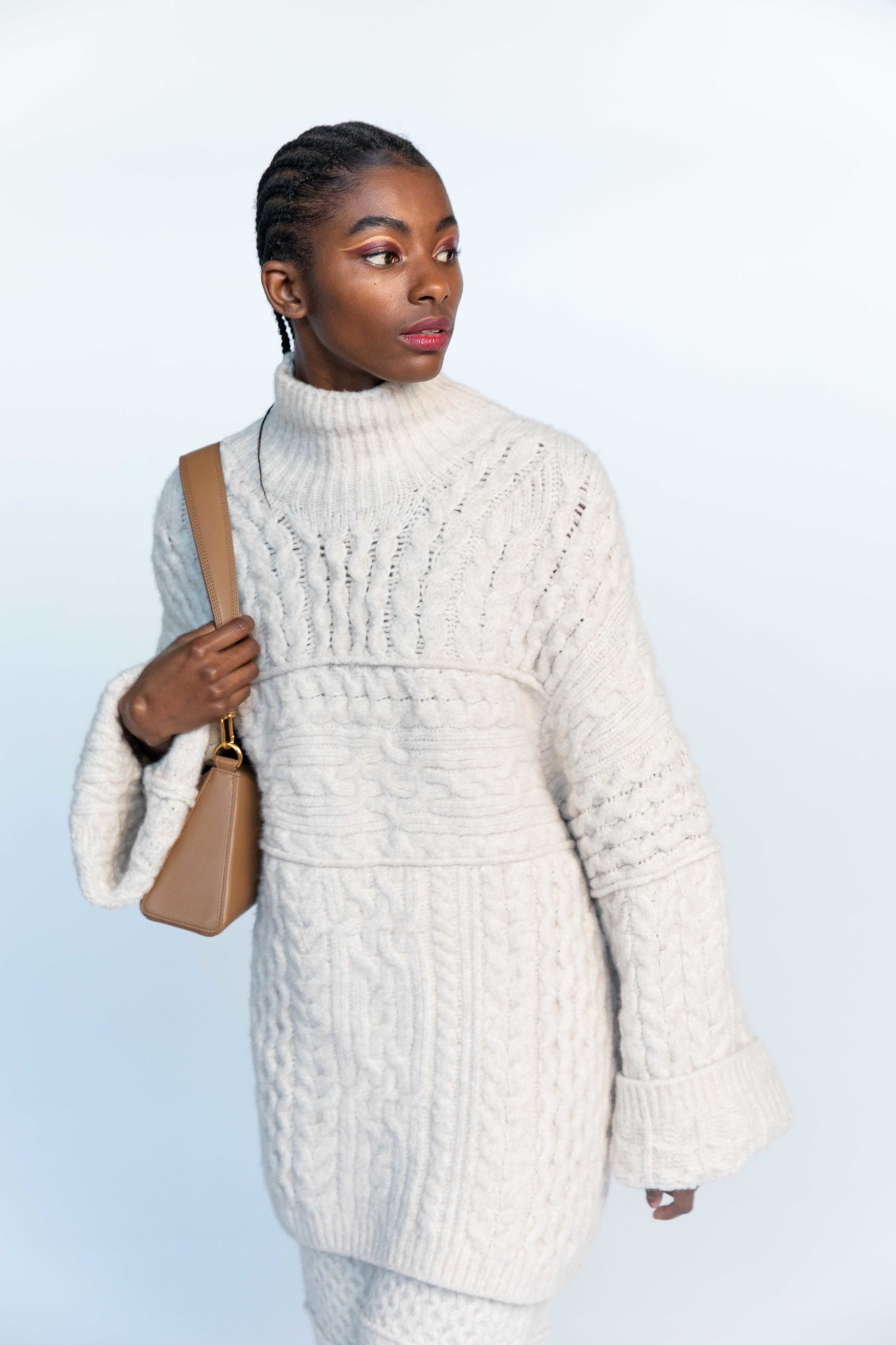 NANUSHKA CABLE KNIT TURTLENECK SWEATER 