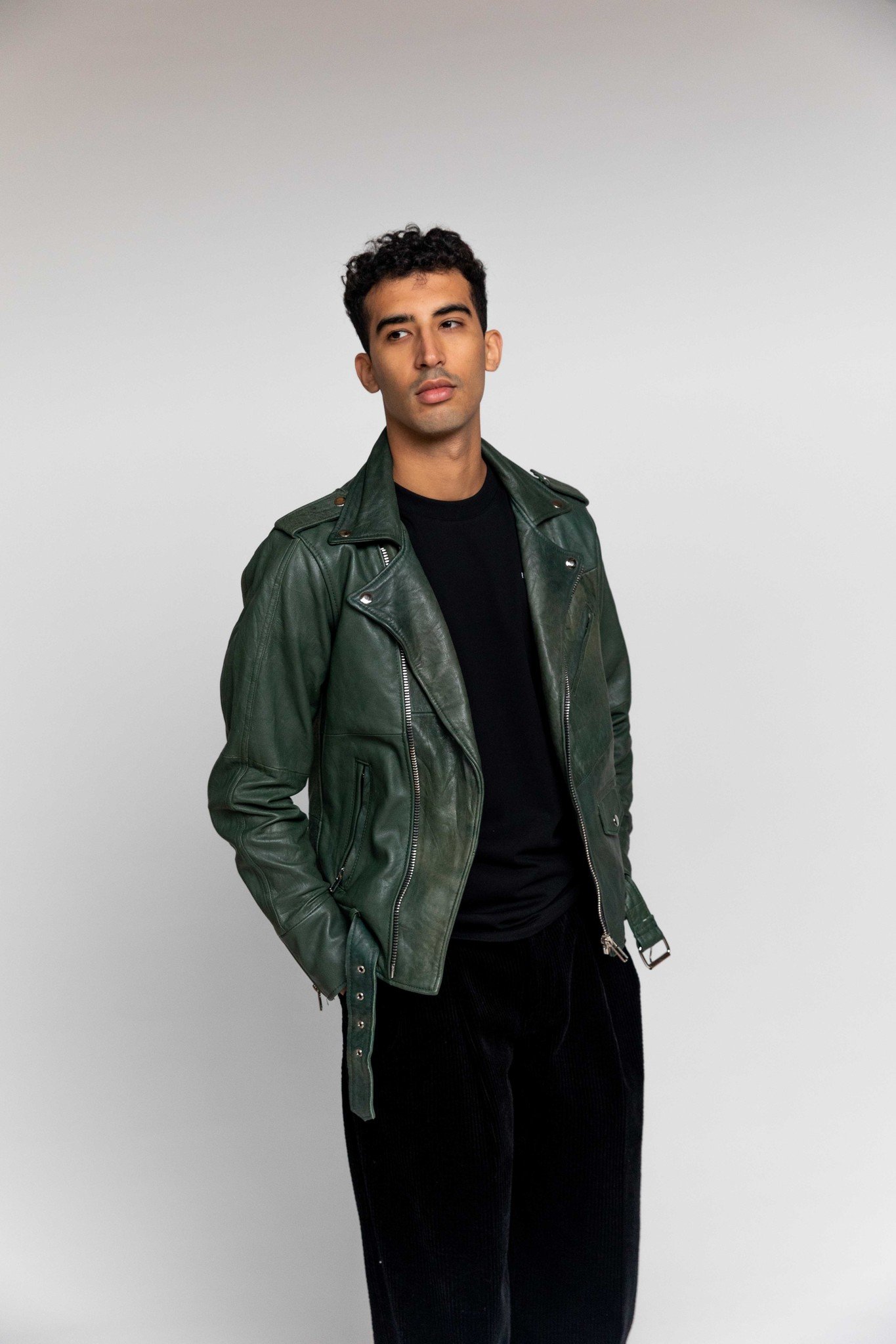 diesel leather jacket green