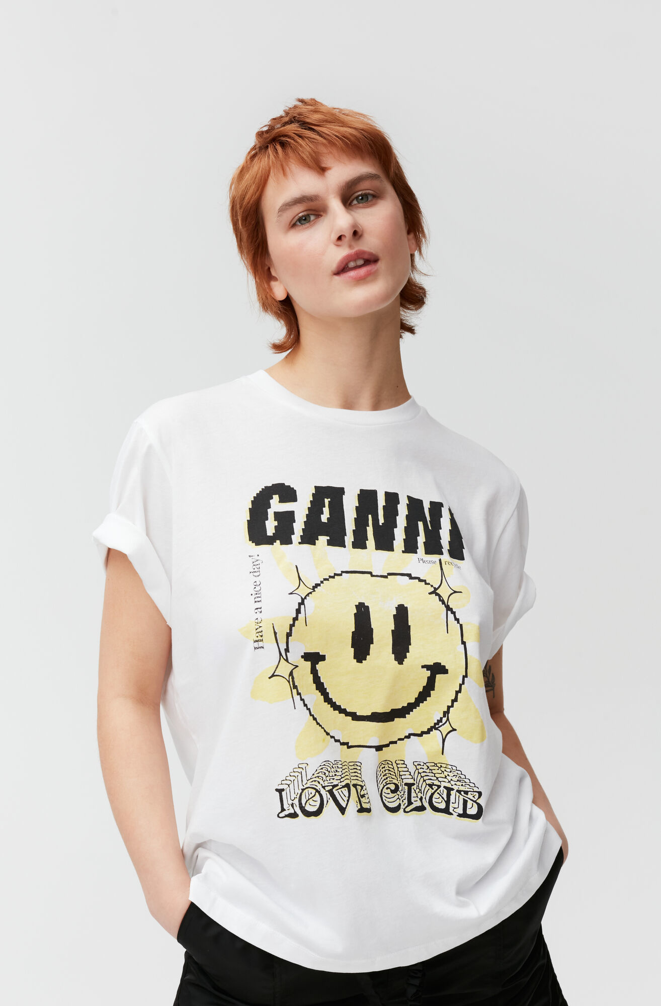GANNI LIGHT COTTON JERSEY SUN TEE 