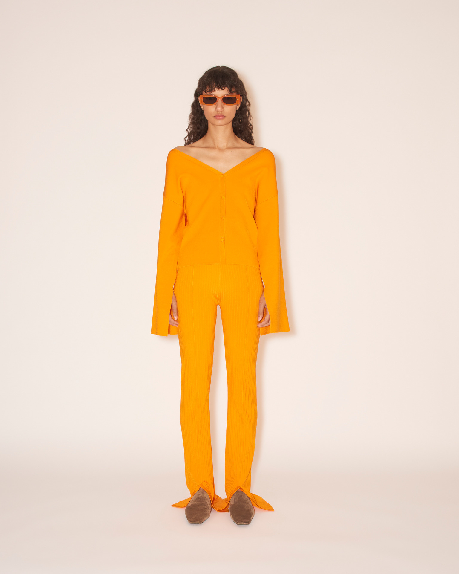 Lette - Sale Viscose Rib Pants - Bright Orange – Nanushka