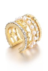 Oorbel manchet zirkonia en parels multi ring