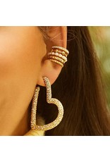 Oorbel manchet zirkonia en parels multi ring