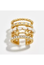 Oorbel manchet zirkonia en parels multi ring