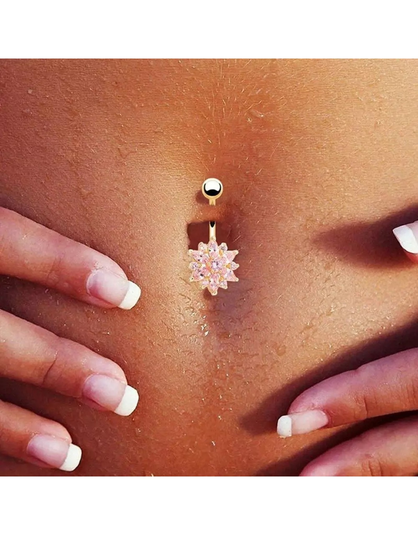 Belly button ring flower