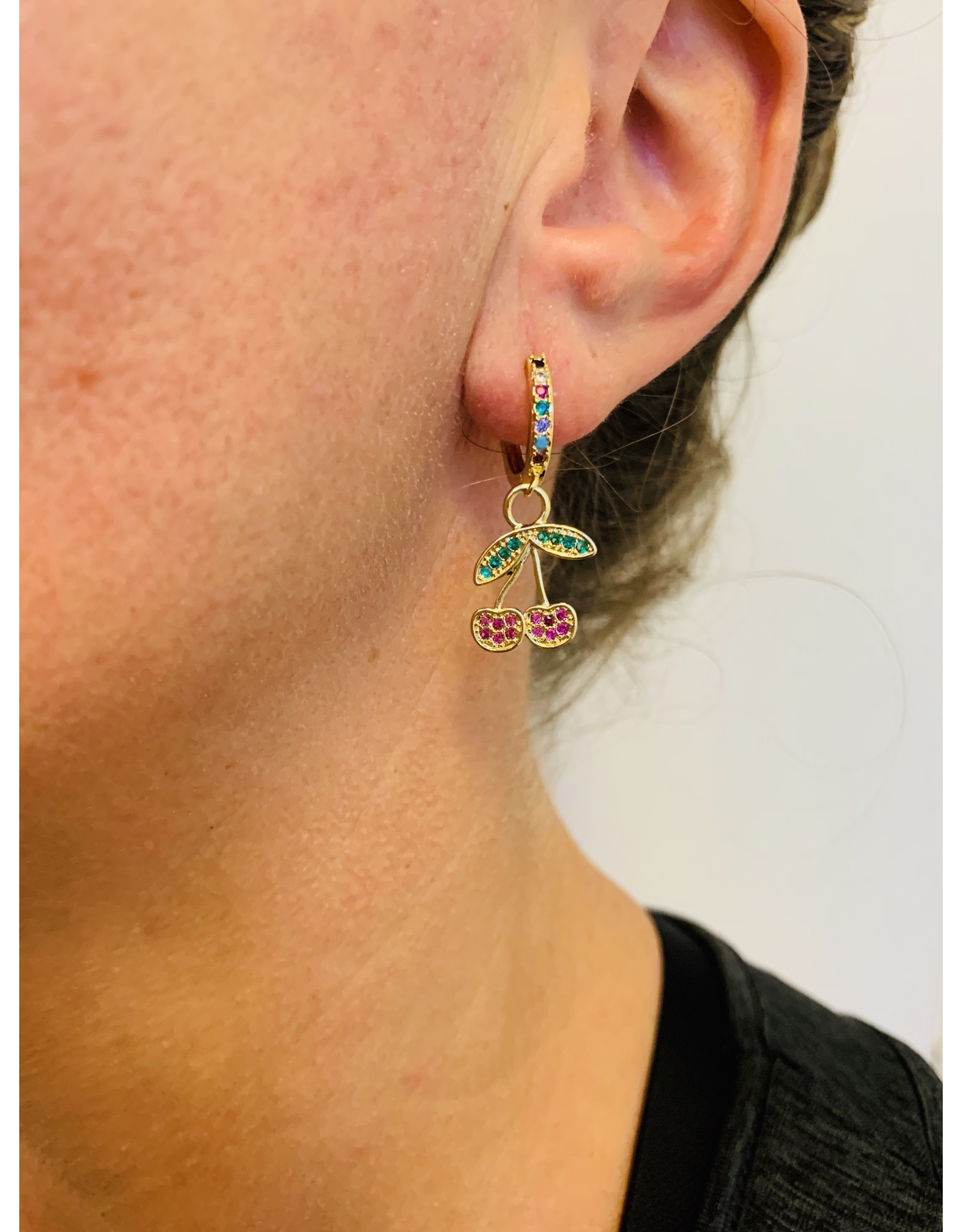 Kersen zirkonia hoop oorbellen