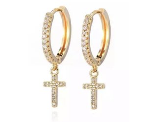 14k Gouden Oorknopjes | X-vorm met Zirkonia Pavé | Blush Jewels