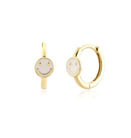 Mini Happy smiley hoop oorbellen