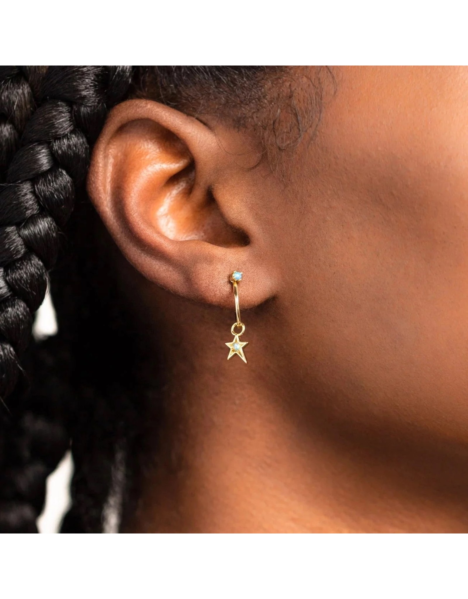 Earring's hoop opal  dangle Star