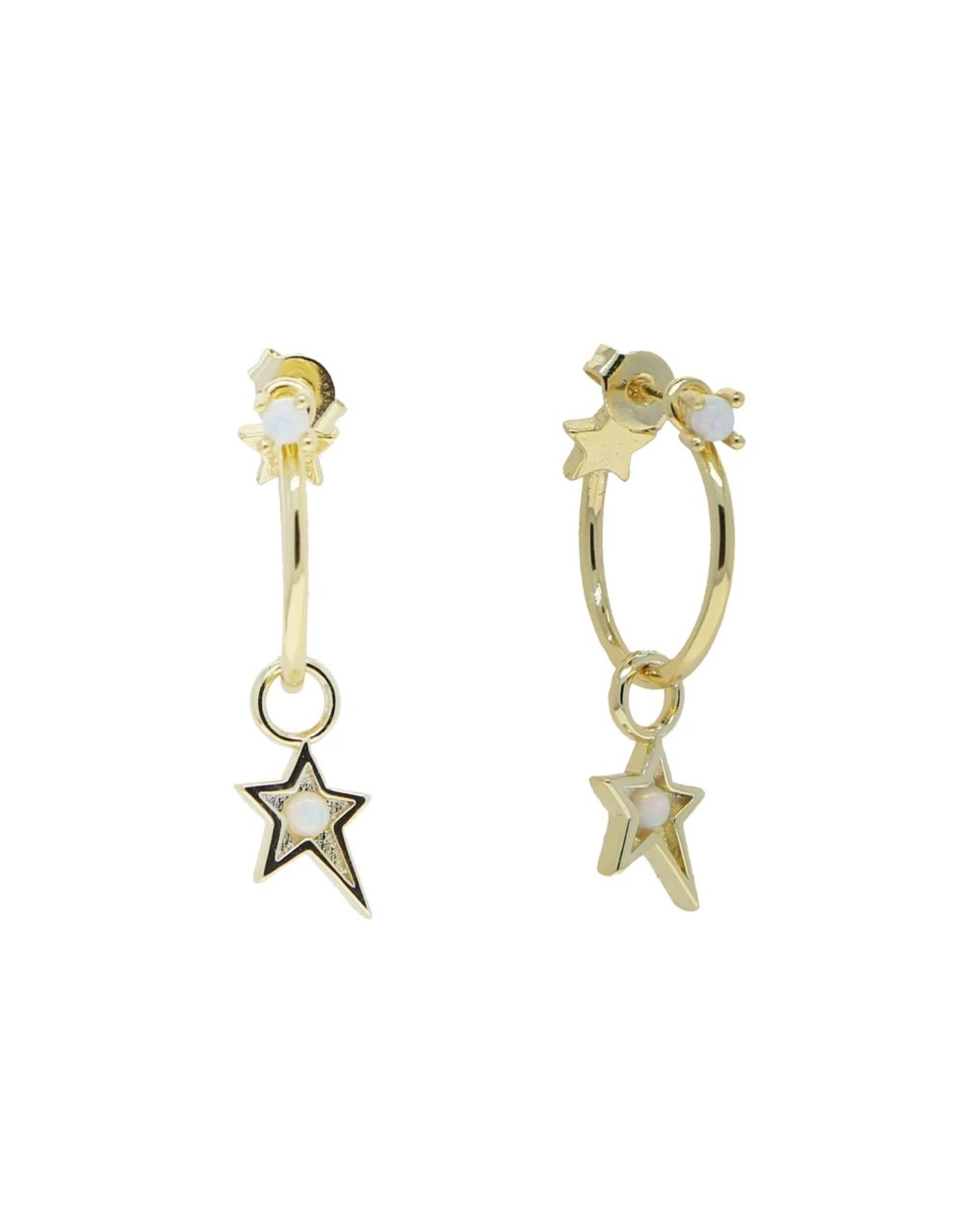 Earring's hoop opal  dangle Star