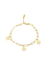 Smiley 18 k gold schakel armband