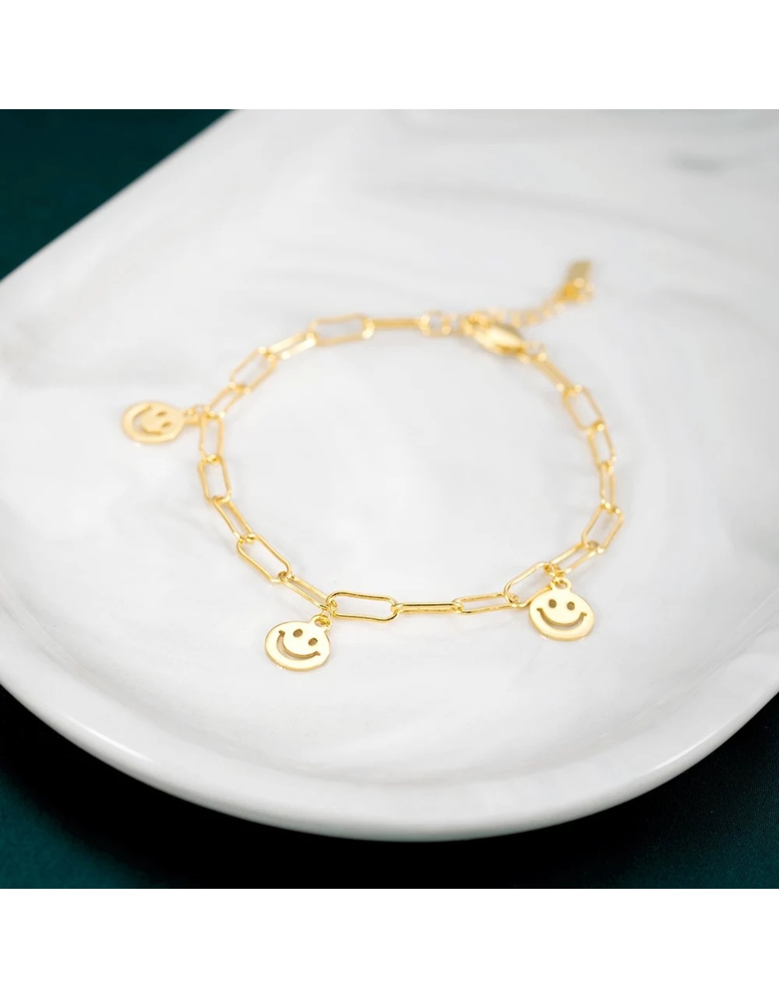 Smiley 18 k gold schakel armband