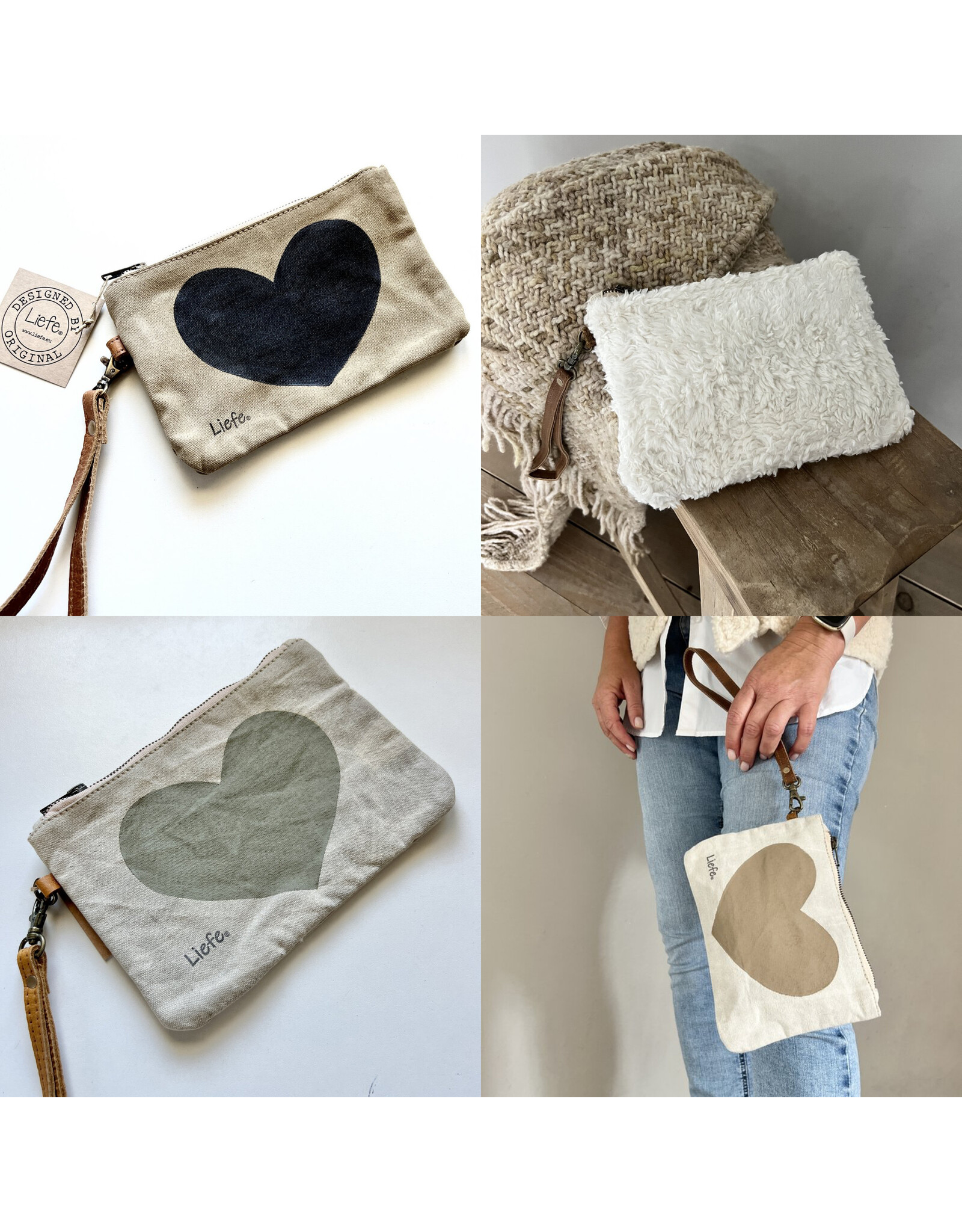 Liefe Handgemaakte harten clutch bag
