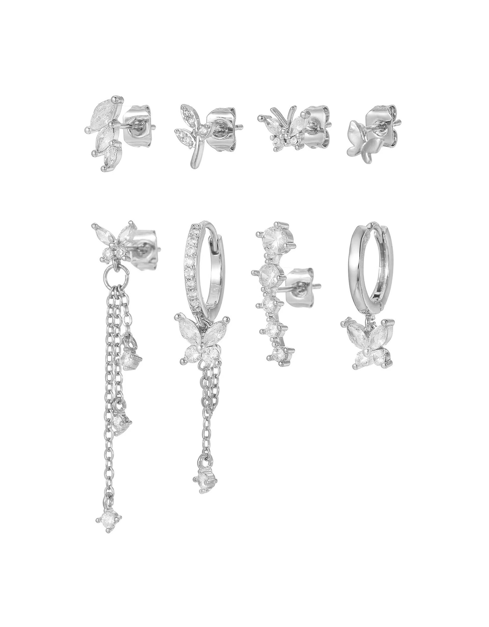 Mix and match zirkonia   vlinder oorbellen