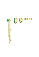 Sparkling green  zirkonia oorbellen set