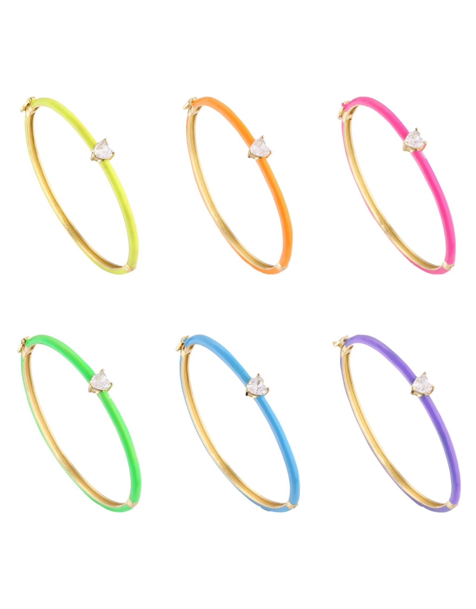 Neon met sprankelende zirkonia hart armband