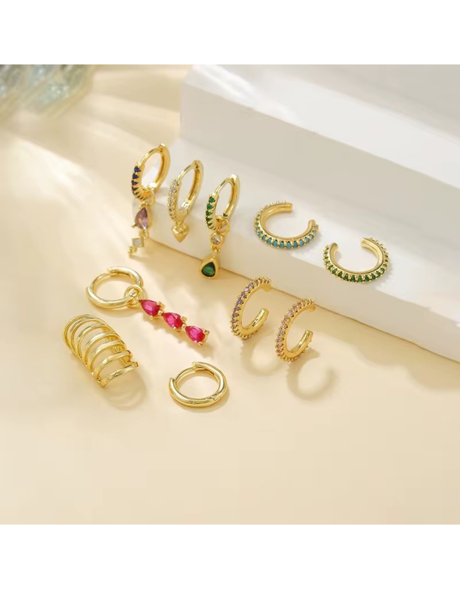 Zirkonia glam Mix&Match set oorbellen