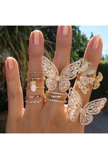 Oorbellen  vlinder met zirkonia steentjes in goud, zilver of rosé kleur