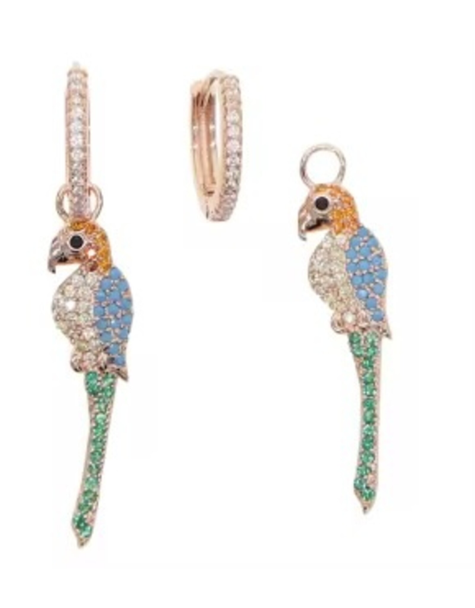 Zirkonia rosé papegaai hoop oorbellen