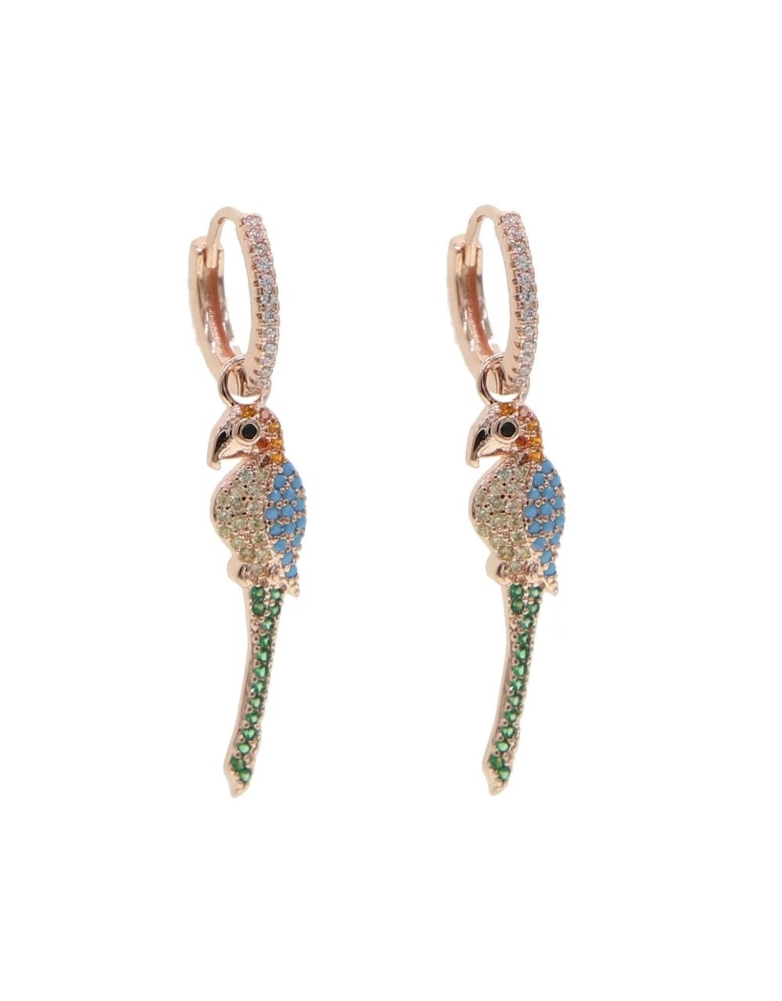Zirkonia rosé papegaai hoop oorbellen