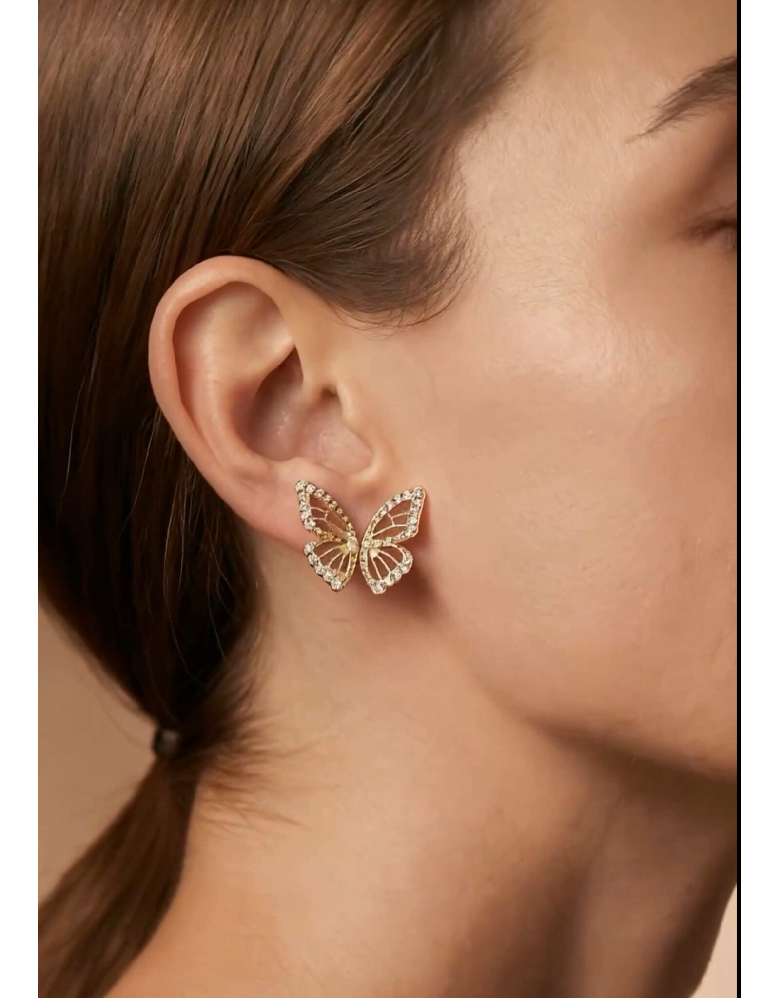 Vlinder oorbellen en ring set