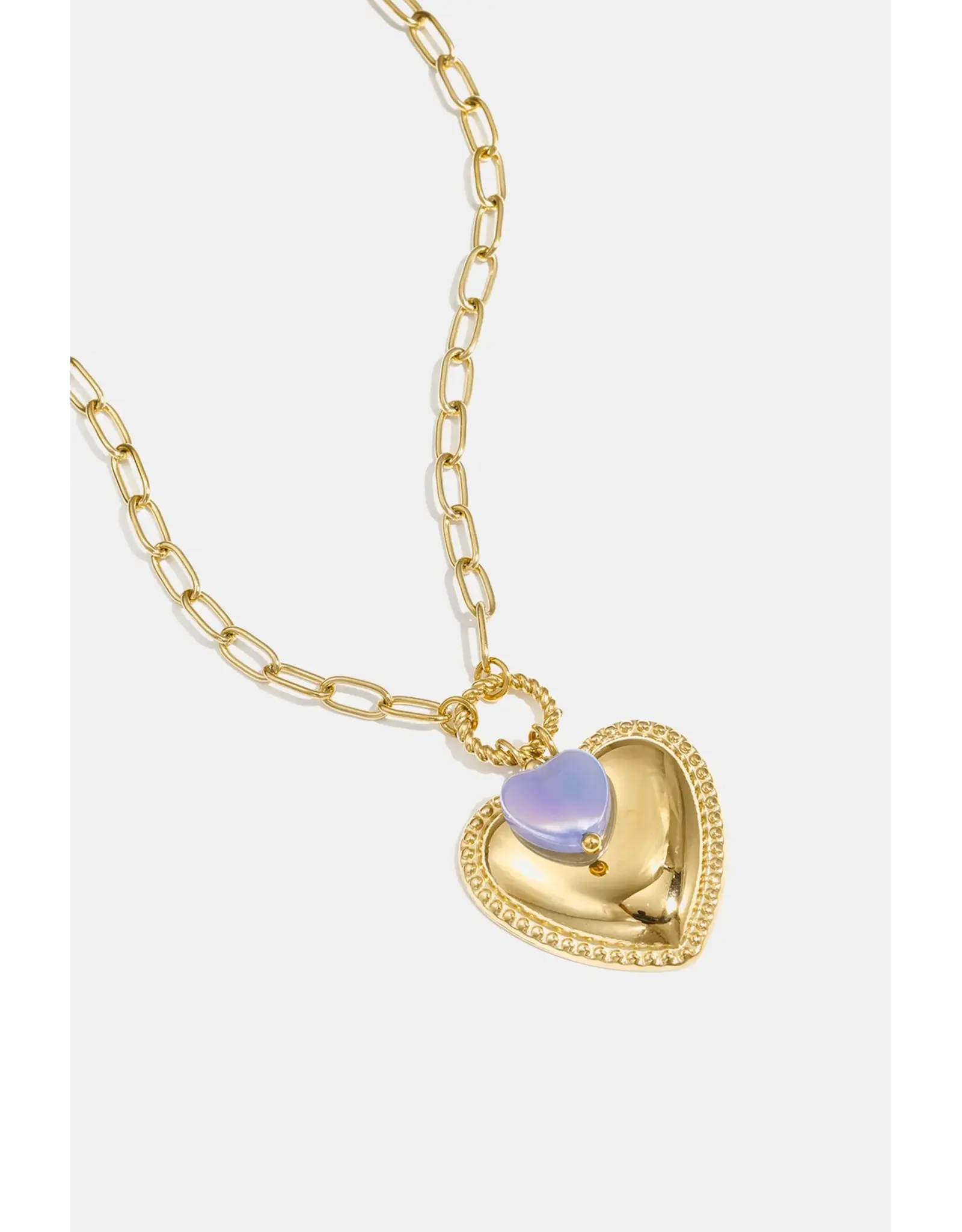 Gold love purple heart ketting