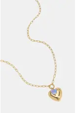 Gold love purple heart ketting