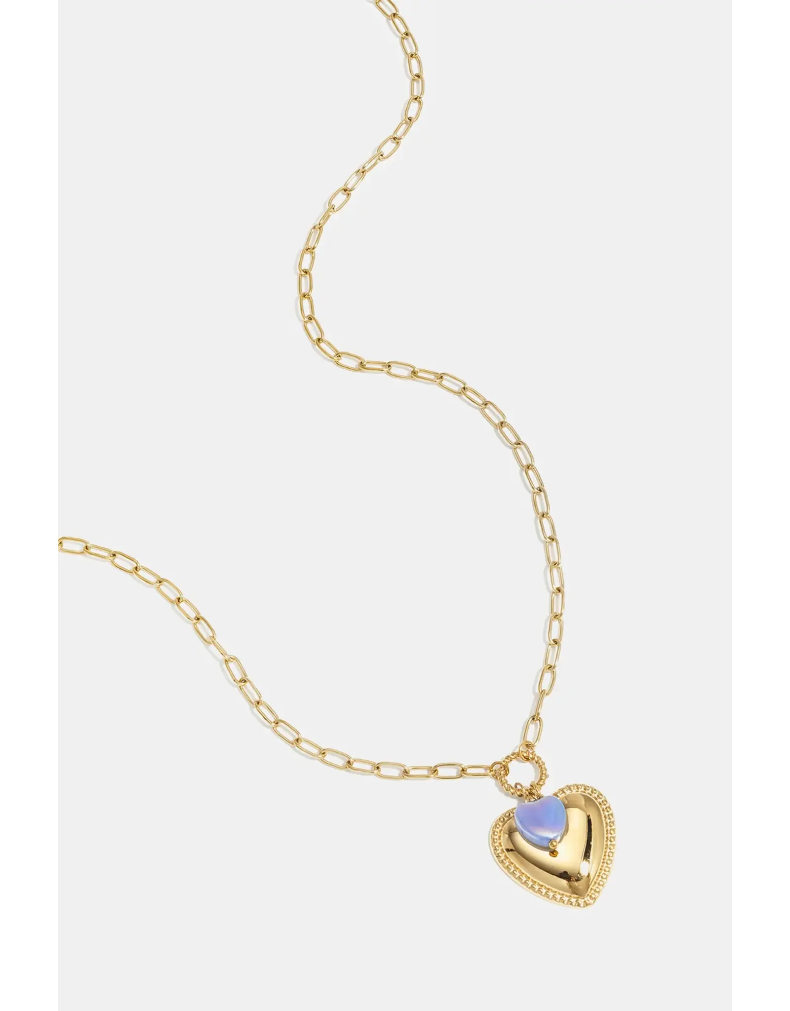Gold love purple heart ketting