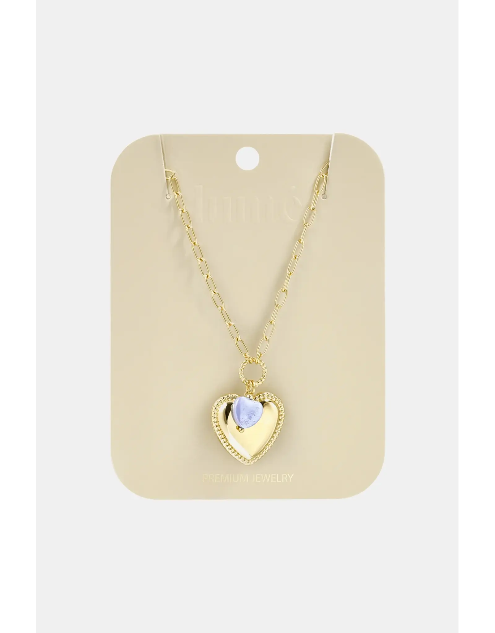 Gold love purple heart ketting