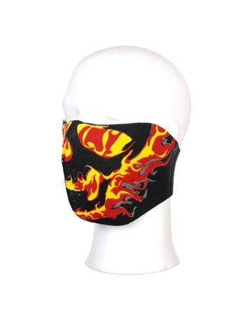 101 Inc. Biker Mask Half Face (Yellow/Red Flames)