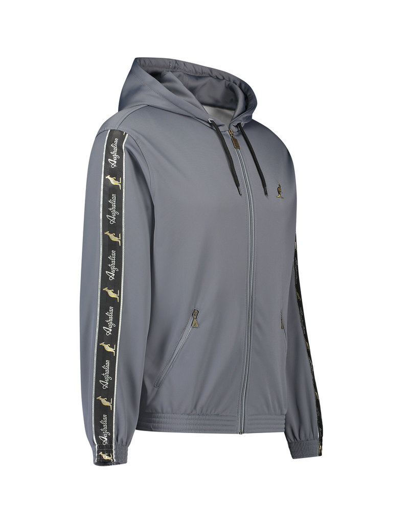 Gabberwear Australian (Steel Trainingsjacke Hooded Grey/Black) Streifen - mit