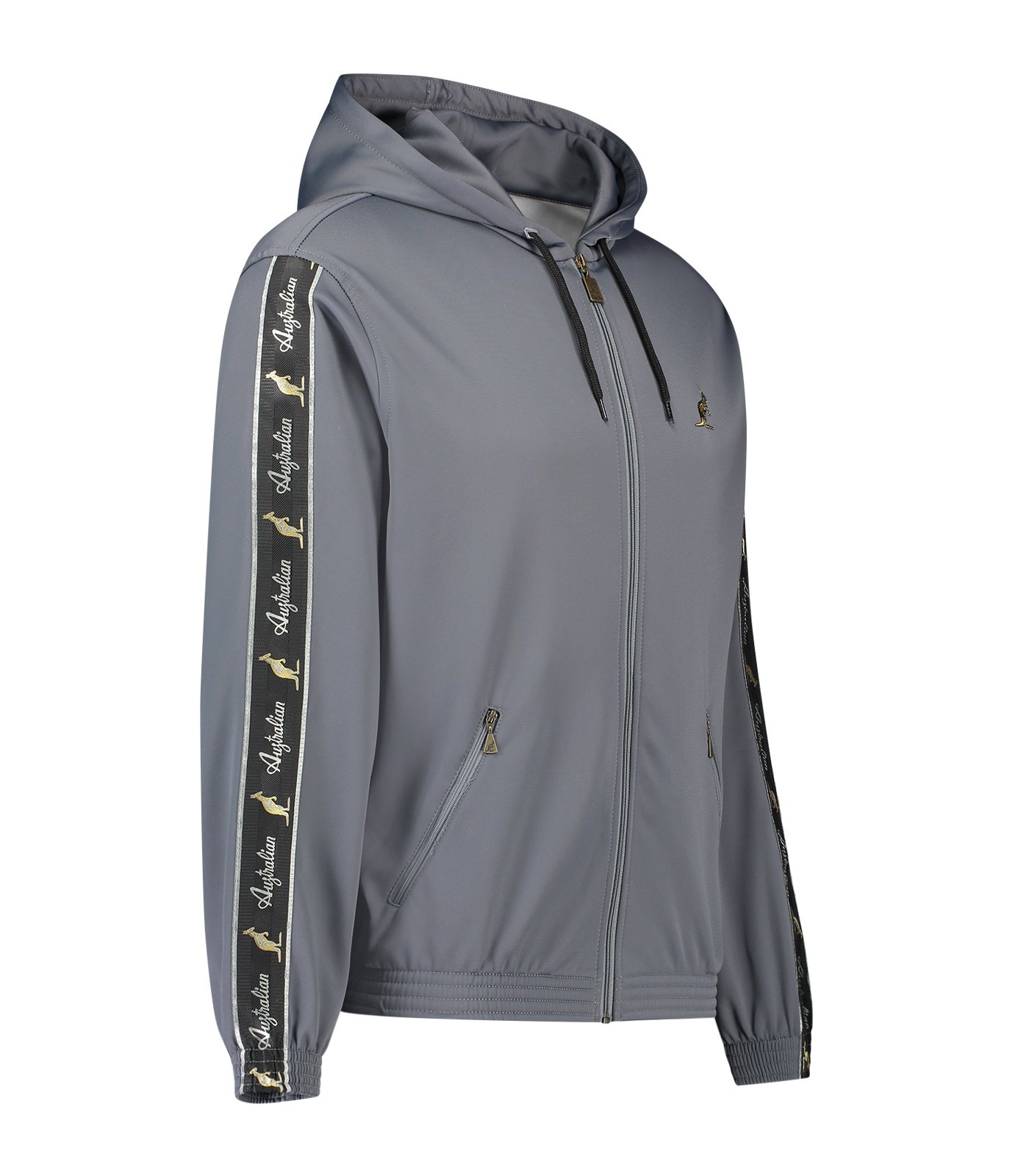Australian Hooded Trainingsjacke mit Streifen (Steel - Grey/Black) Gabberwear