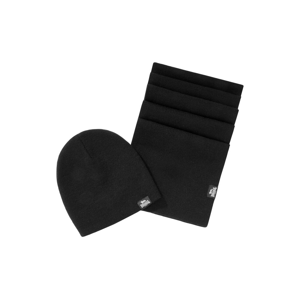 Lonsdale Lonsdale Scraf & Hat Set 'Leafield' (Black)