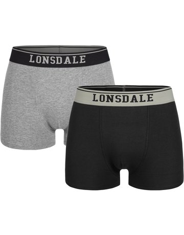 Lonsdale Lonsdale Herren Boxershorts Doppelpack (Grey/Black)