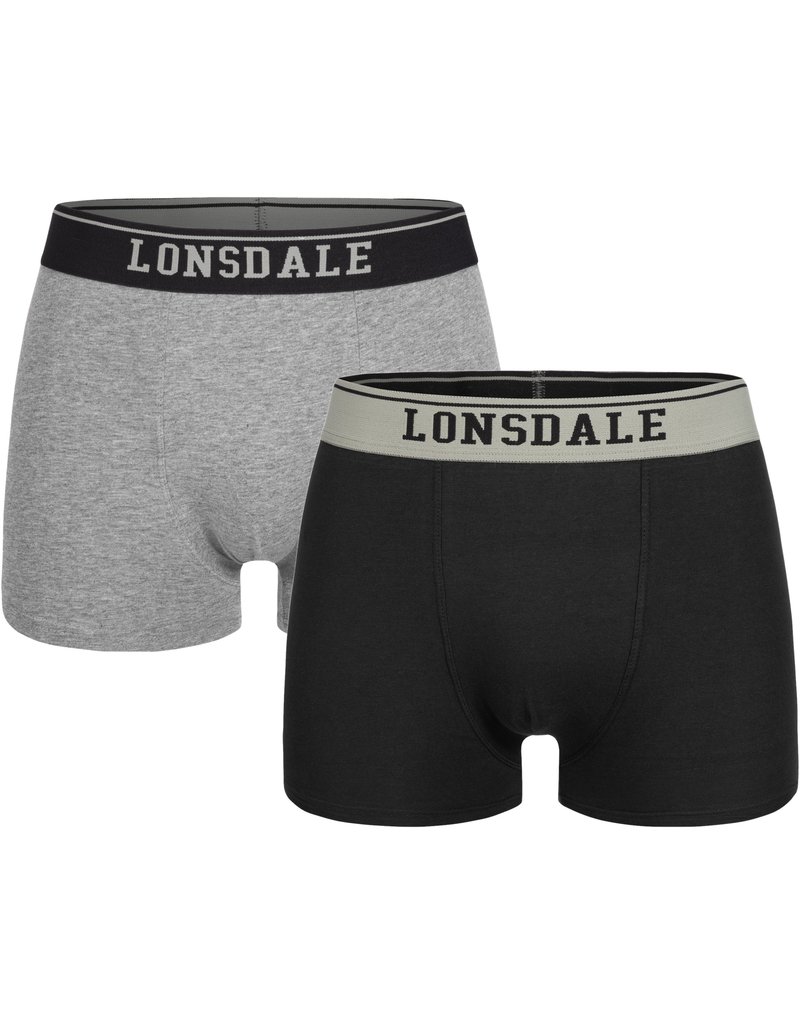 Lonsdale Lonsdale Mens Boxershorts 2-Pack (Grey/Black)