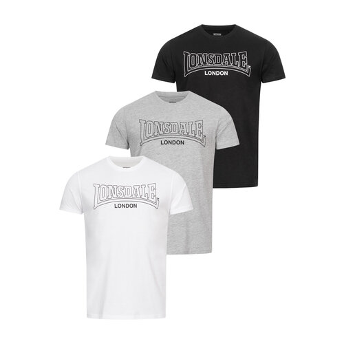Lonsdale Lonsdale T-Shirt 'Beanley' (3-Pack) Black/White/Marl Grey