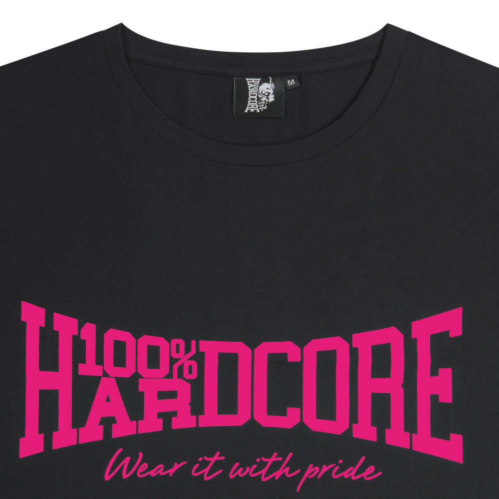 100% Hardcore 100% Hardcore Dames Cropped T-shirt (Black/Pink)