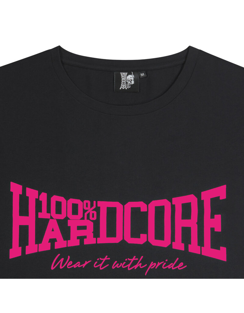 100% Hardcore 100% Hardcore Dames Cropped T-shirt (Black/Pink)