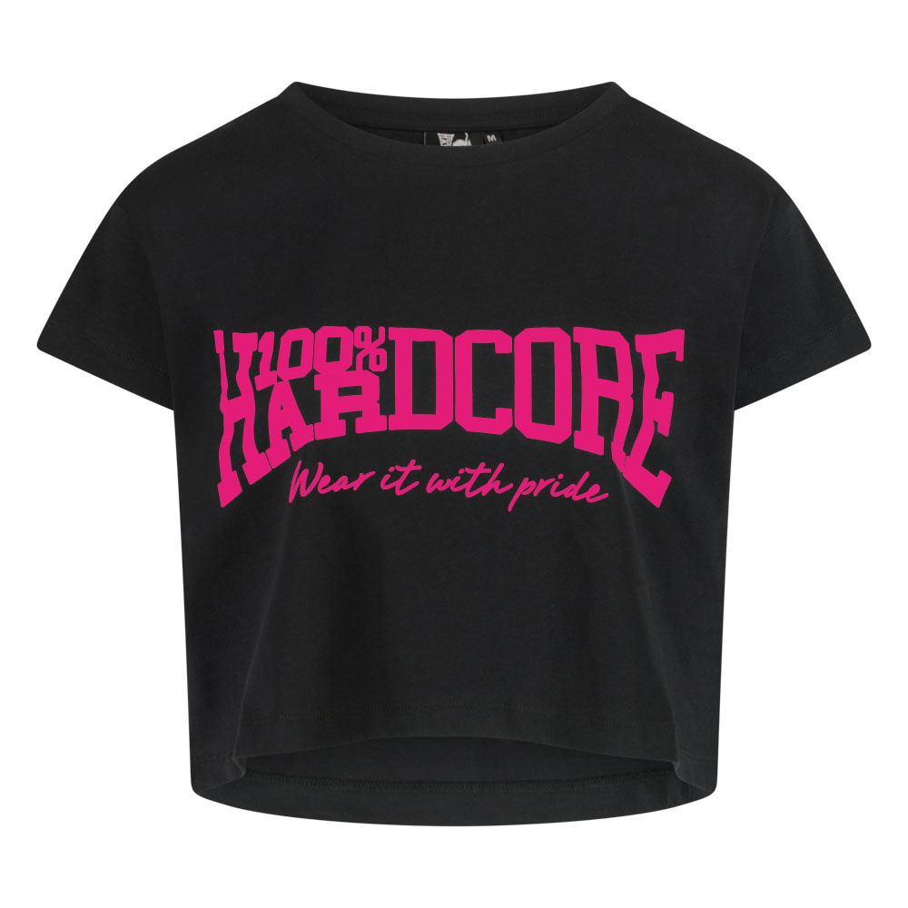 100 Hardcore Dames Cropped T shirt Black Pink