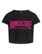 100% Hardcore 100% Hardcore Dames Cropped T-shirt (Black/Pink)