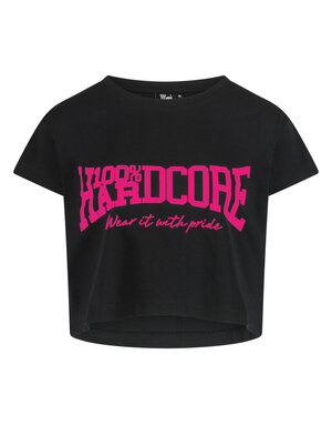 100% Hardcore 100% Hardcore Dames Cropped T-shirt (Black/Pink)