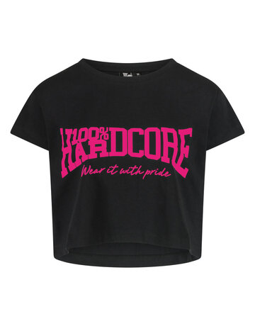 100% Hardcore 100% Hardcore Frauen Cropped T-shirt (Black/Pink)