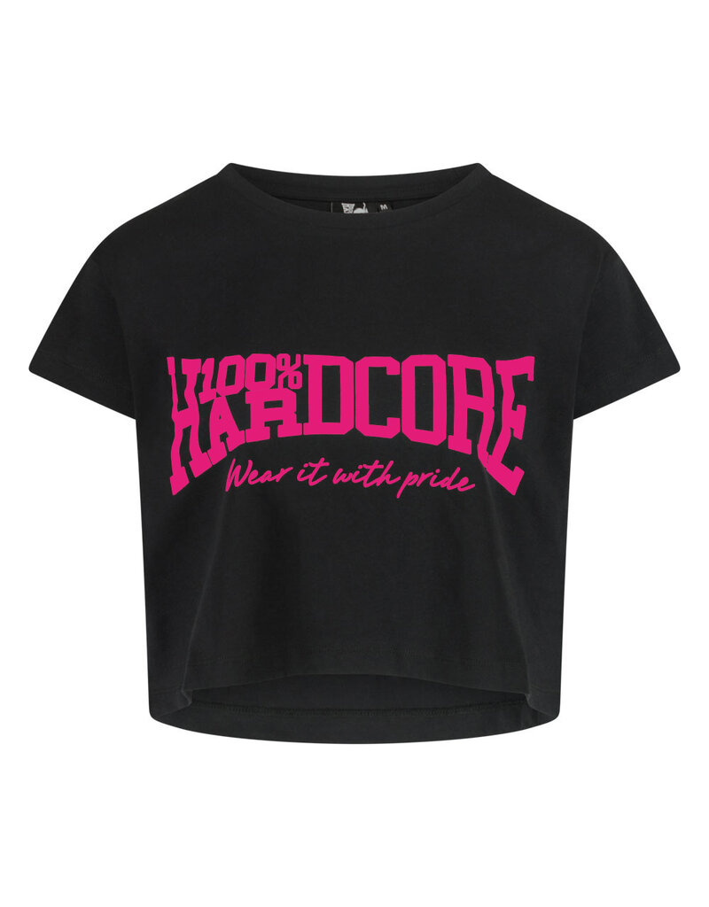 100% Hardcore 100% Hardcore Dames Cropped T-shirt (Black/Pink)