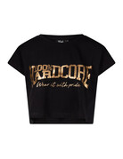 100% Hardcore 100% Hardcore Dames Cropped T-shirt 'Essential' (Black/Gold)