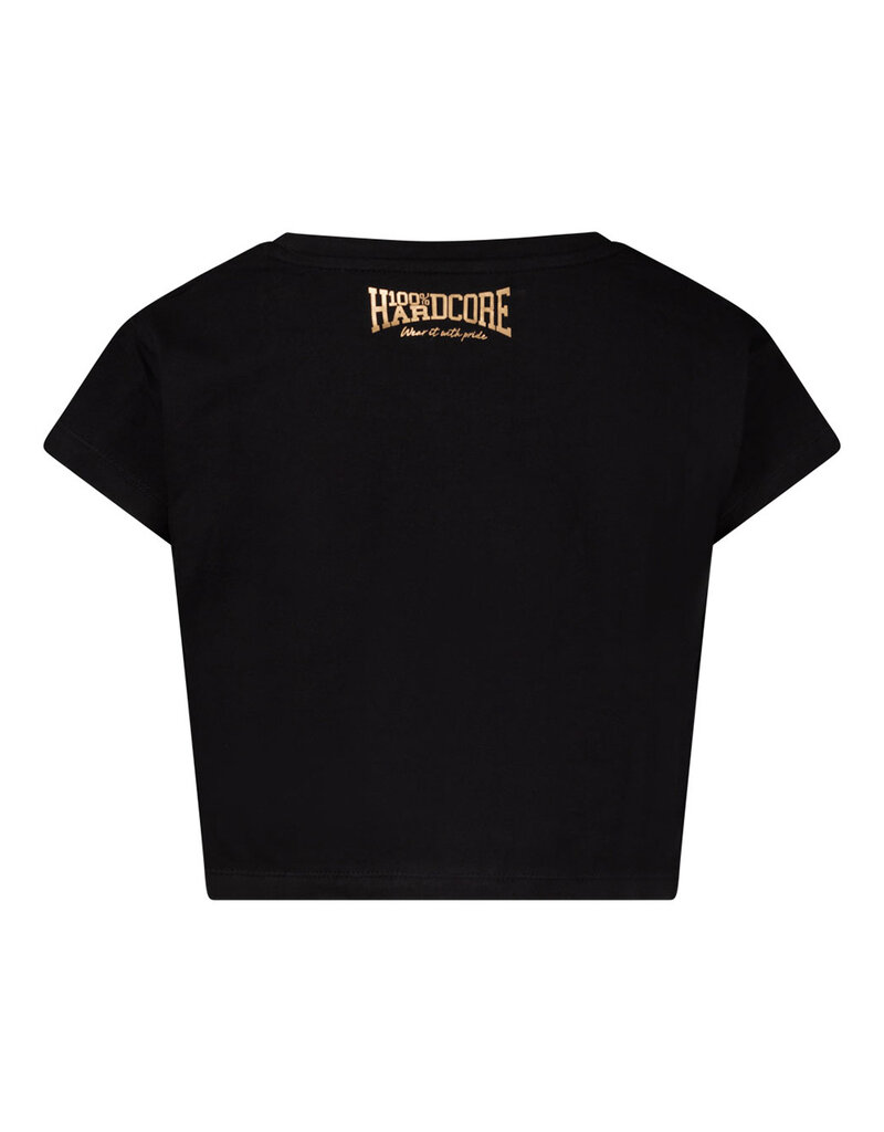 100% Hardcore 100% Hardcore Women Cropped T-shirt 'Essential' (Black/Gold)