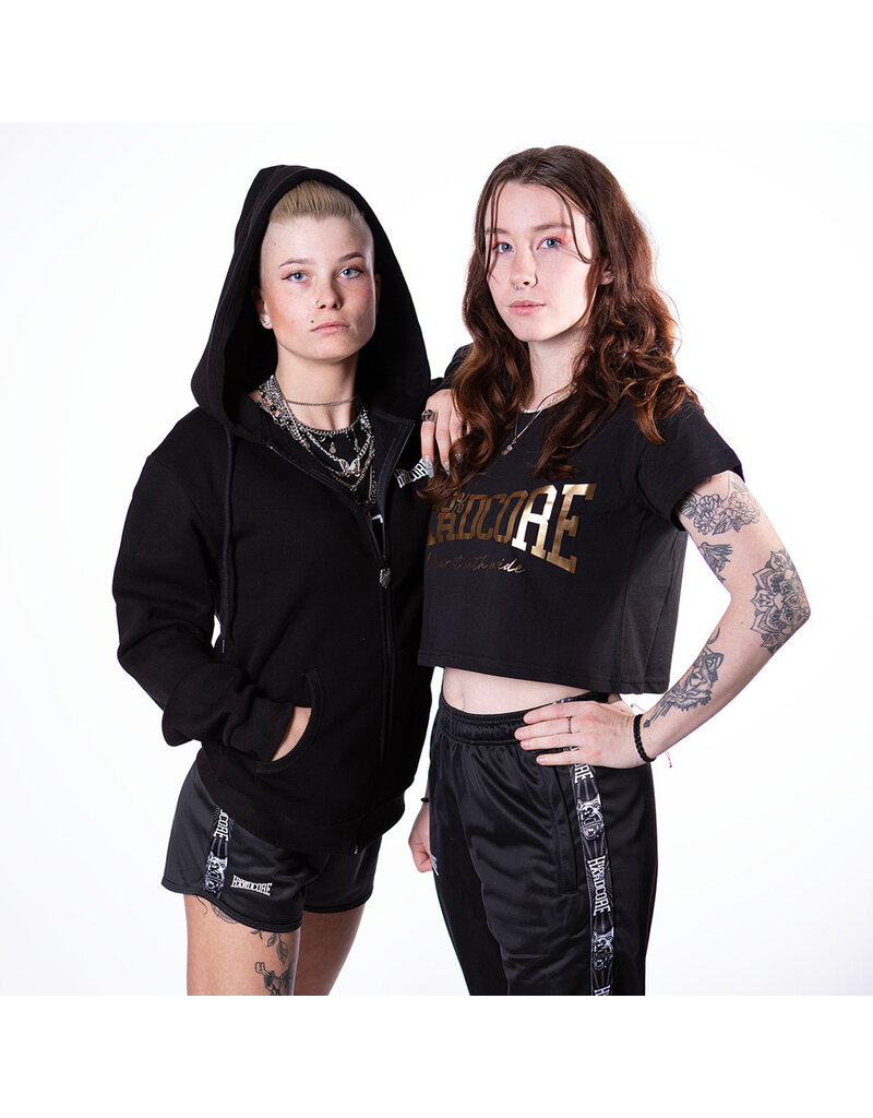 100% Hardcore 100% Hardcore Dames Cropped T-shirt 'Essential' (Black/Gold)