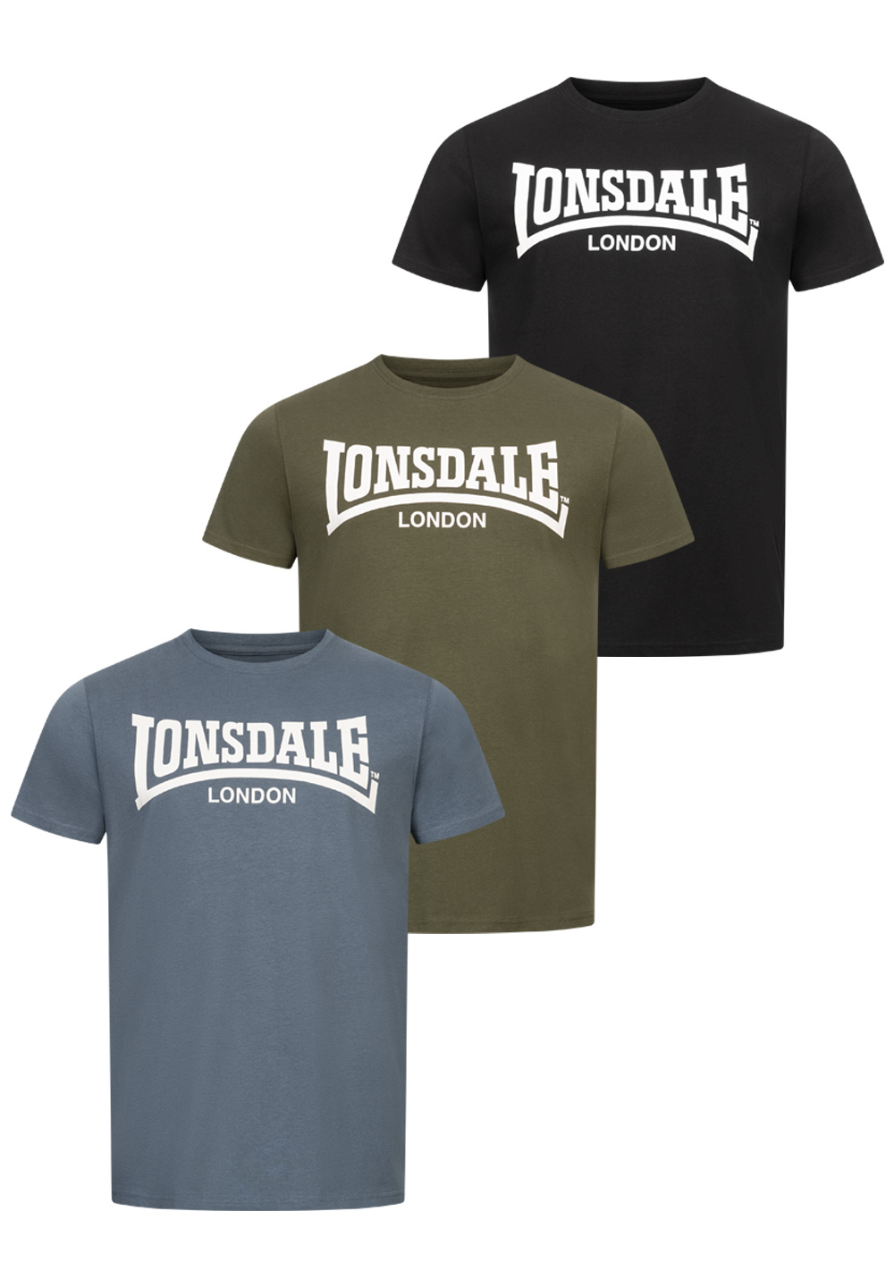Lonsdale T Shirt Hinstock 3 Pack Gabberwear