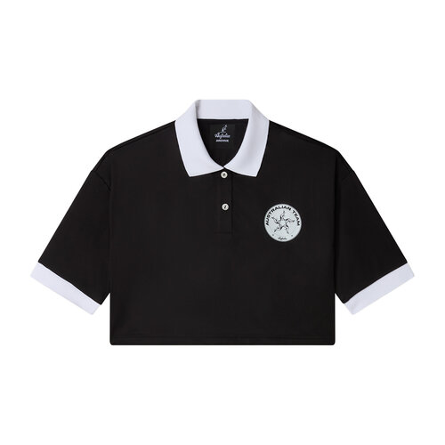 Australian Australian Dames Cropped Polo (Black/White) Australian Australian Dames Cropped Polo (Black/White)