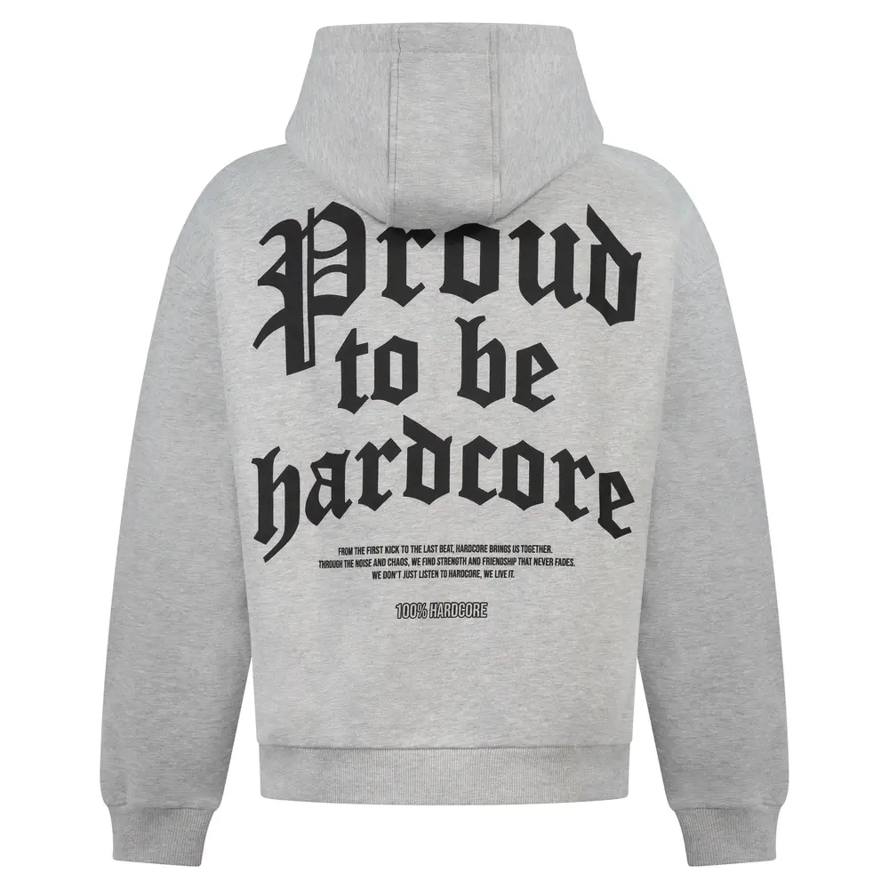 100% Hardcore 100% Hardcore Oversized Hoodie 'Proud to be Hardcore' (Grey)