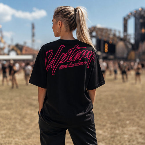 Uptempo Uptempo Oversized T-shirt 'Signature' (Black/Pink)