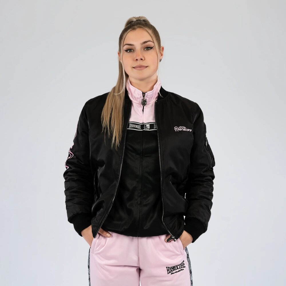 100% Hardcore 100% Hardcore Dames Bomber Jacket 'Branded Rage' (Black/Pink) 100% Hardcore 100% Hardcore Dames Bomber Jacket 'Branded Rage' (Black/Pink)